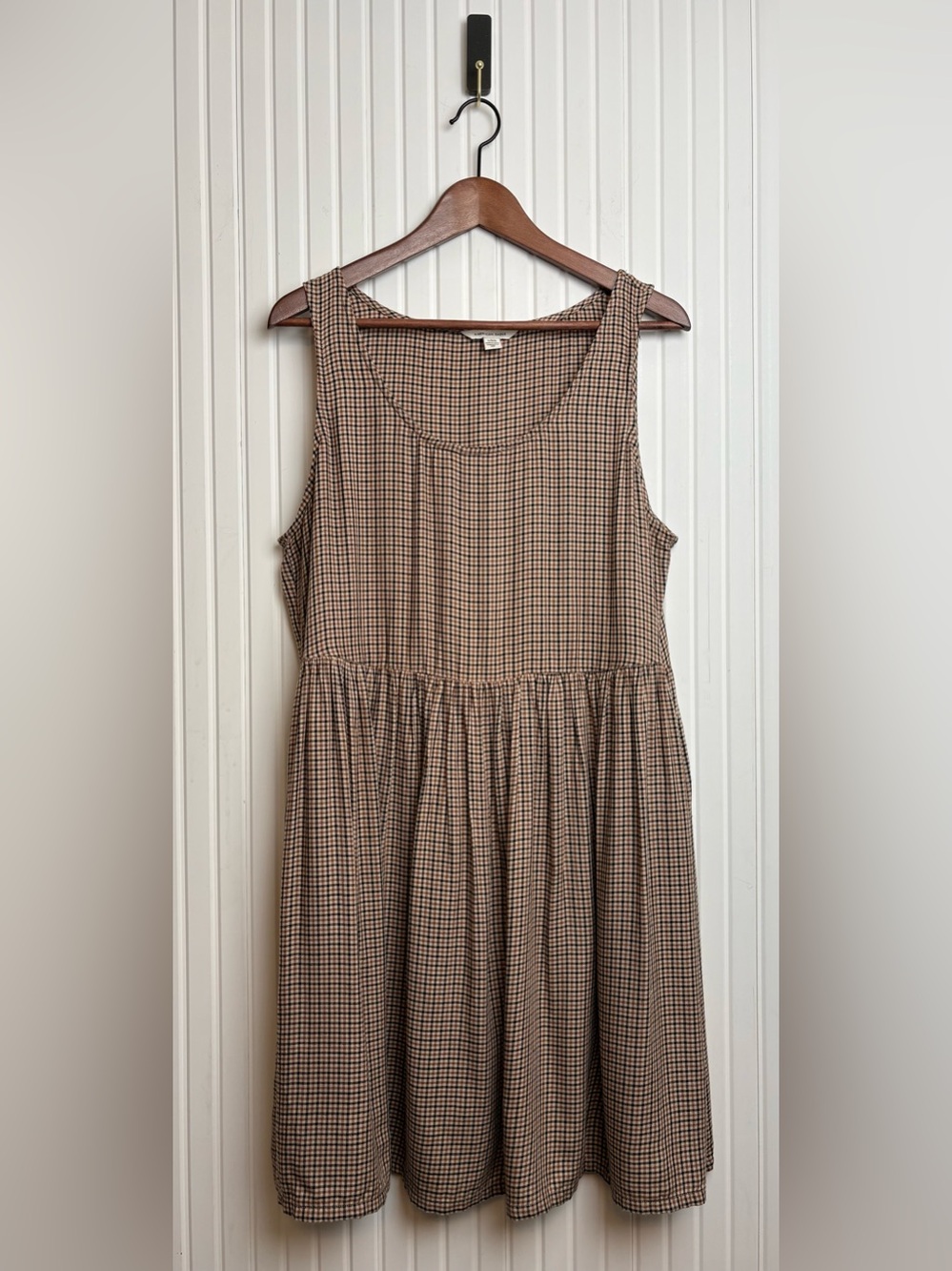American Eagle Drop Waist Plaid Tank Dress L Cottage Prairie Lagenlook Peasant
